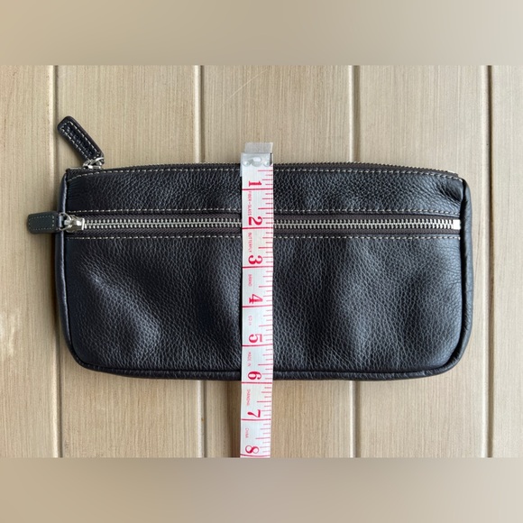 Levenger Bomber Jacket Brown Pebble Leather Zipped Pouch - Picture 8 of 8